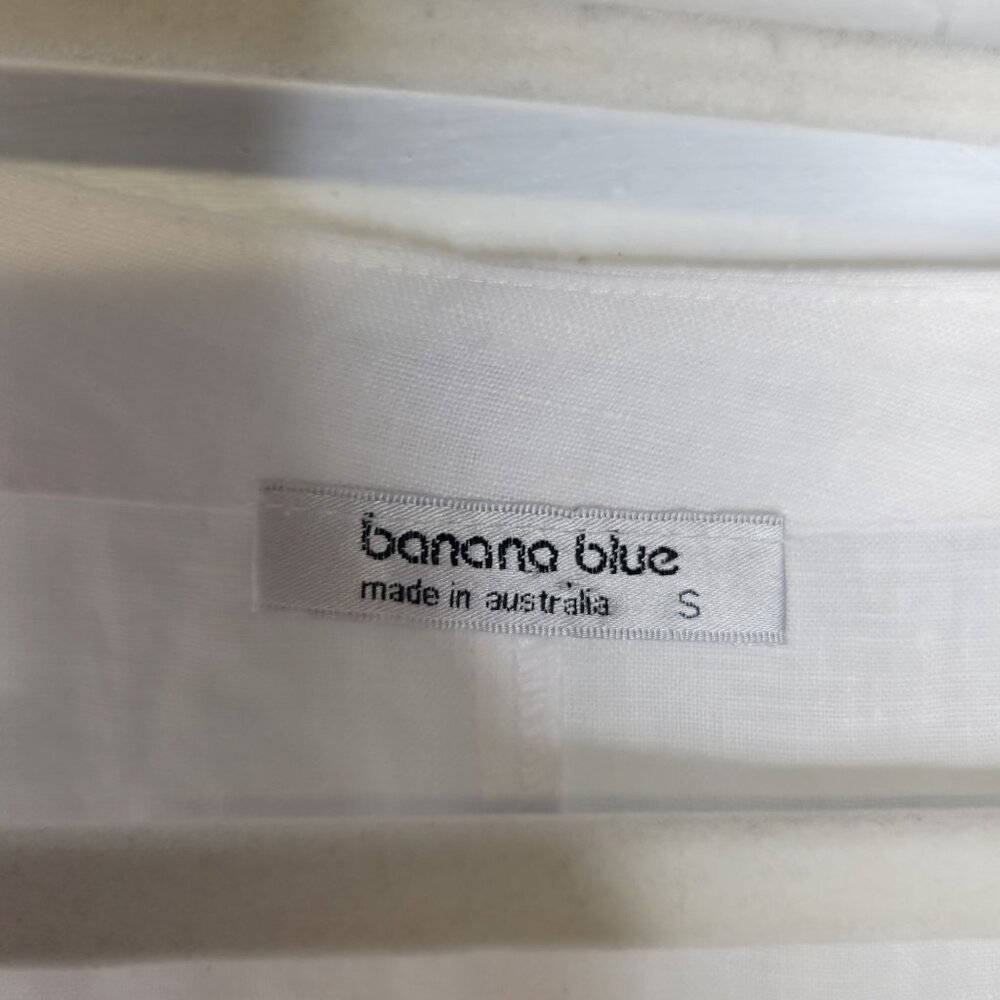 Banana Blue Australia Women's Small Tunic Shirt Dress Linen White Black - Picture 3 of 5